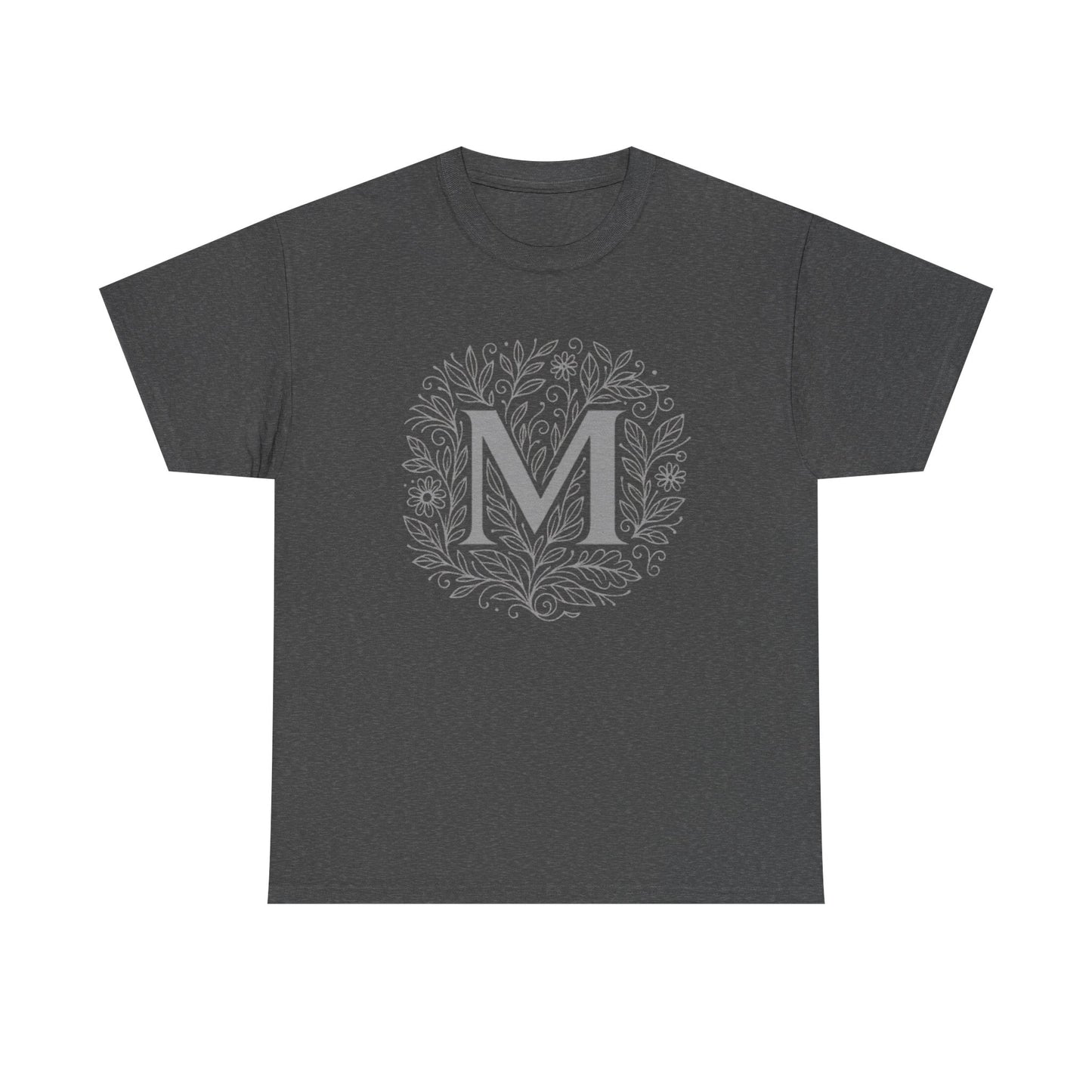 Personalized Initial M, Unisex Heavy Cotton Tee, Custom Graphic T-Shirt, Gifts for Her, Birthday, Casual Wear, Women's Fashion