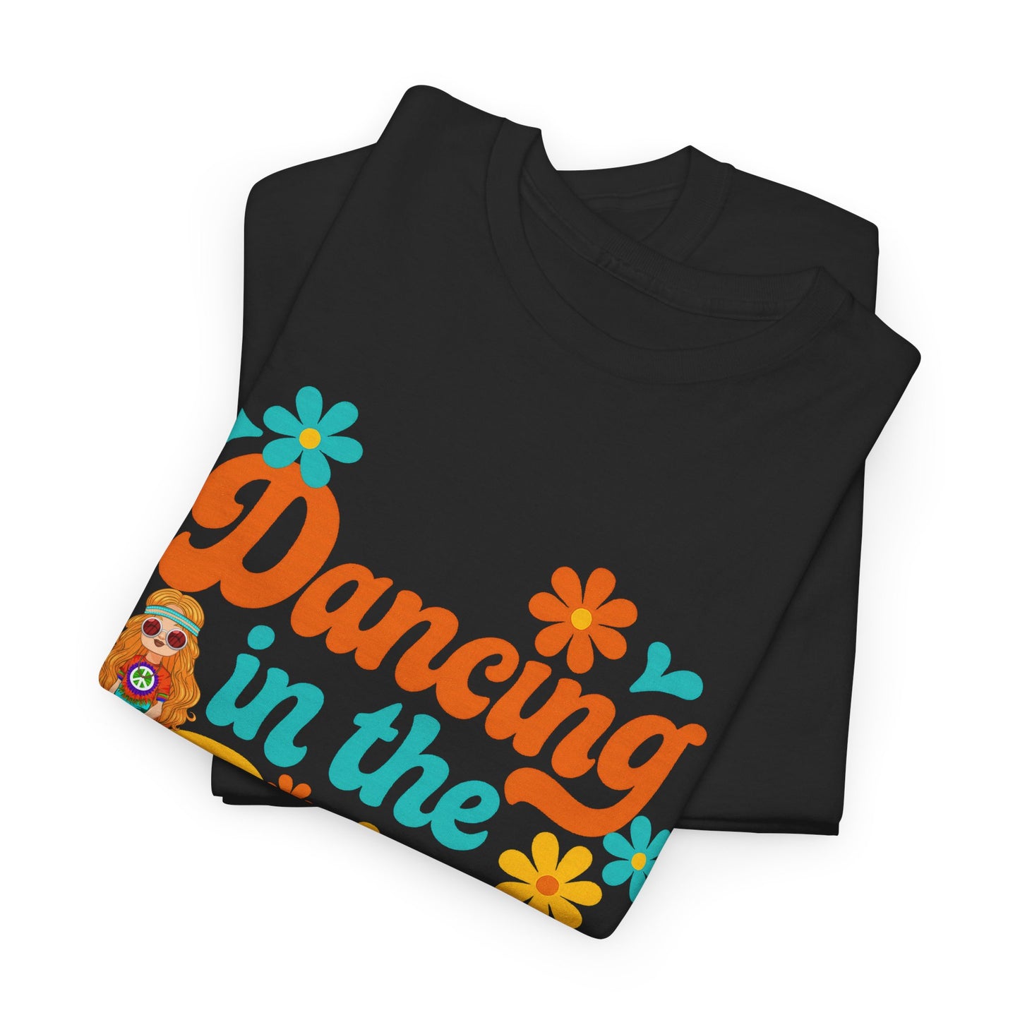 Dancing in the Daisies Tee, Unisex Heavy Cotton Shirt, Boho Floral Graphic T-Shirt, Nature Lover Gift, Casual Summer Top
