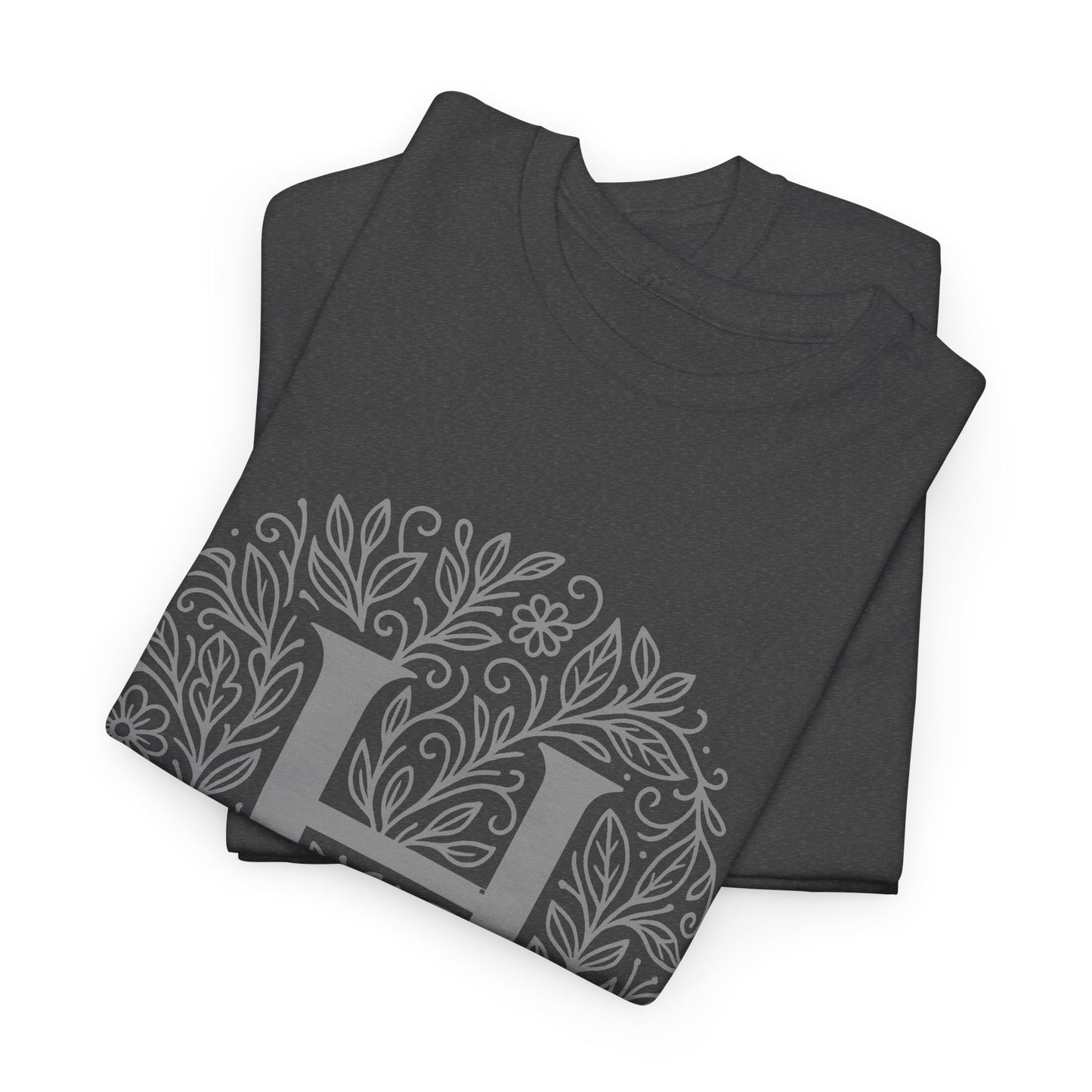 Personalized Initial H, Unisex Heavy Cotton Tee, Custom Graphic T-Shirt, Gifts for Her, Birthday, Casual Wear, Women's Fashion