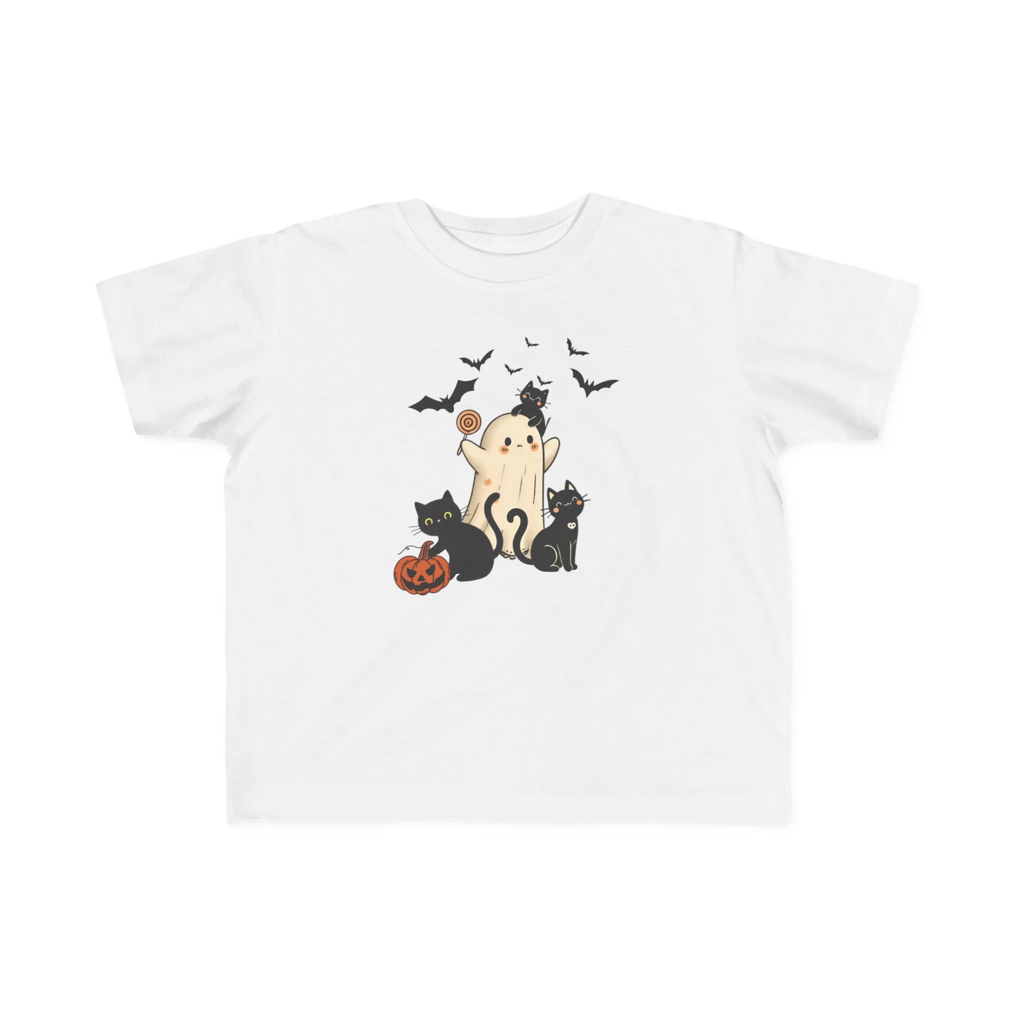Toddler Halloween Ghost T-Shirt Cute Ghost & Cat Kids Costume Top, Spooky Toddler Tee, Fall Festival Outfit