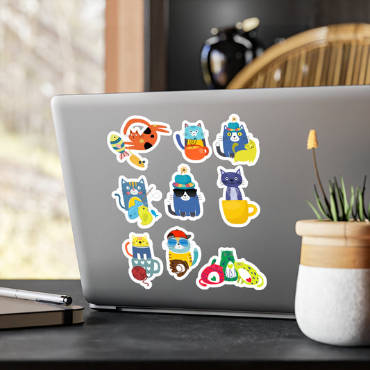 Whimsical Cat Vinyl Stickers | Cute Cat Decals for Laptops, Water Bottles, Scrapbooking, Home Decor, Party Favors & Gifts
