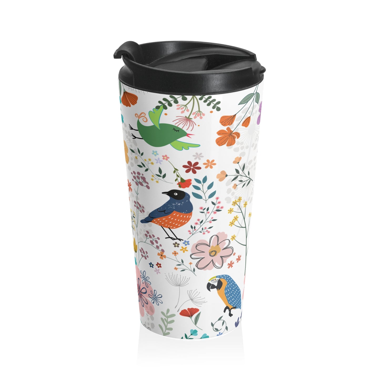 Floral Stainless Steel Travel Mug – Eco-Friendly Coffee Tumbler, Nature Lover Gift, Spring Drinkware for Outdoor Adventures