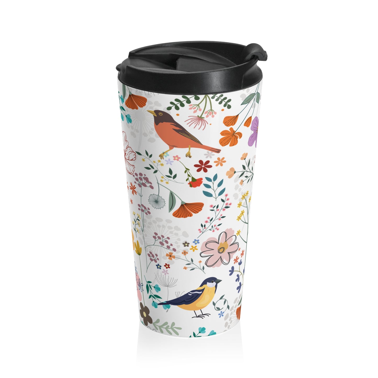 Floral Stainless Steel Travel Mug – Eco-Friendly Coffee Tumbler, Nature Lover Gift, Spring Drinkware for Outdoor Adventures
