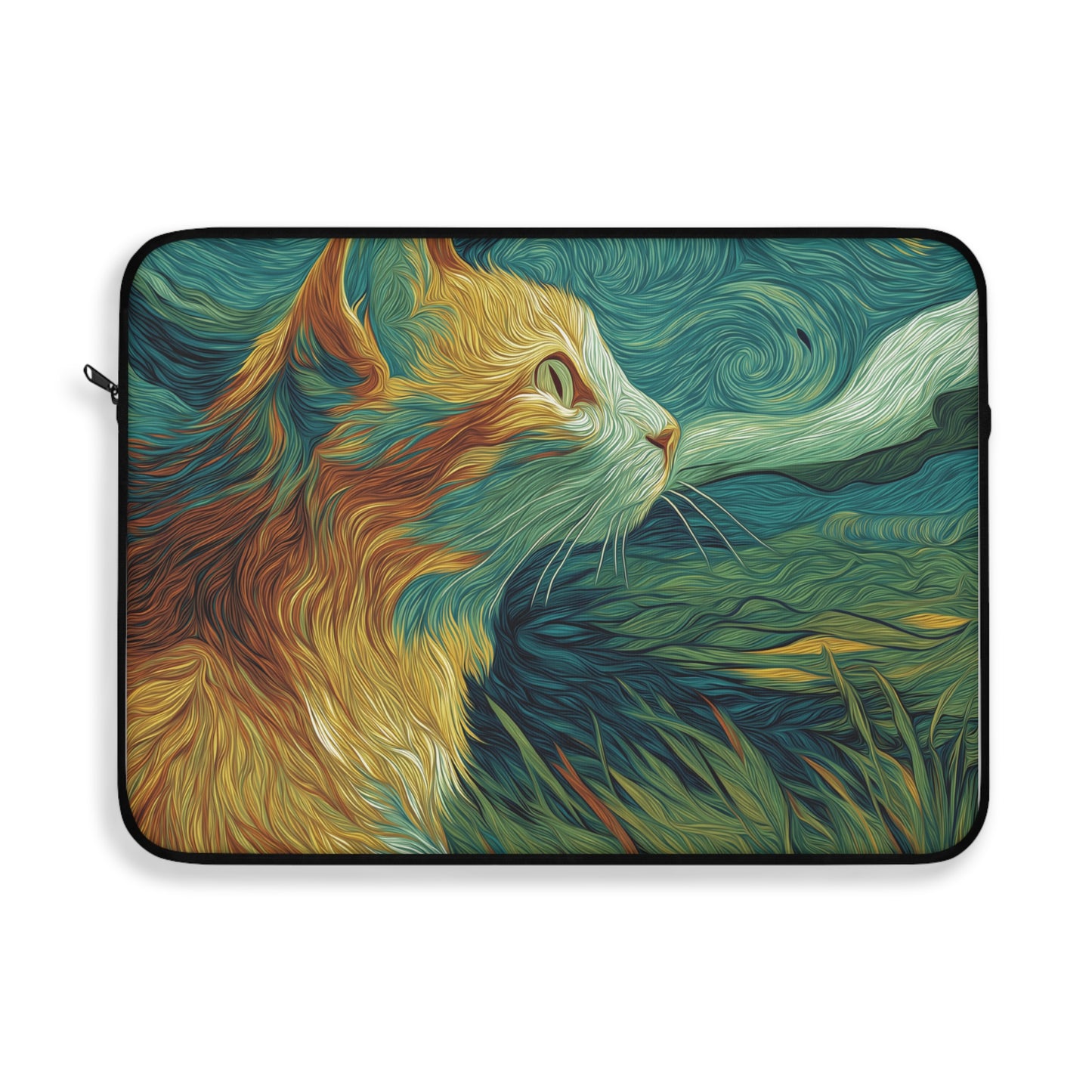 Artistic Cat Laptop Sleeve, Stylish Tech Case, Unique Cat Gift, Animal Lover Accessory, Funny Cat Sleeve, Laptop Protector