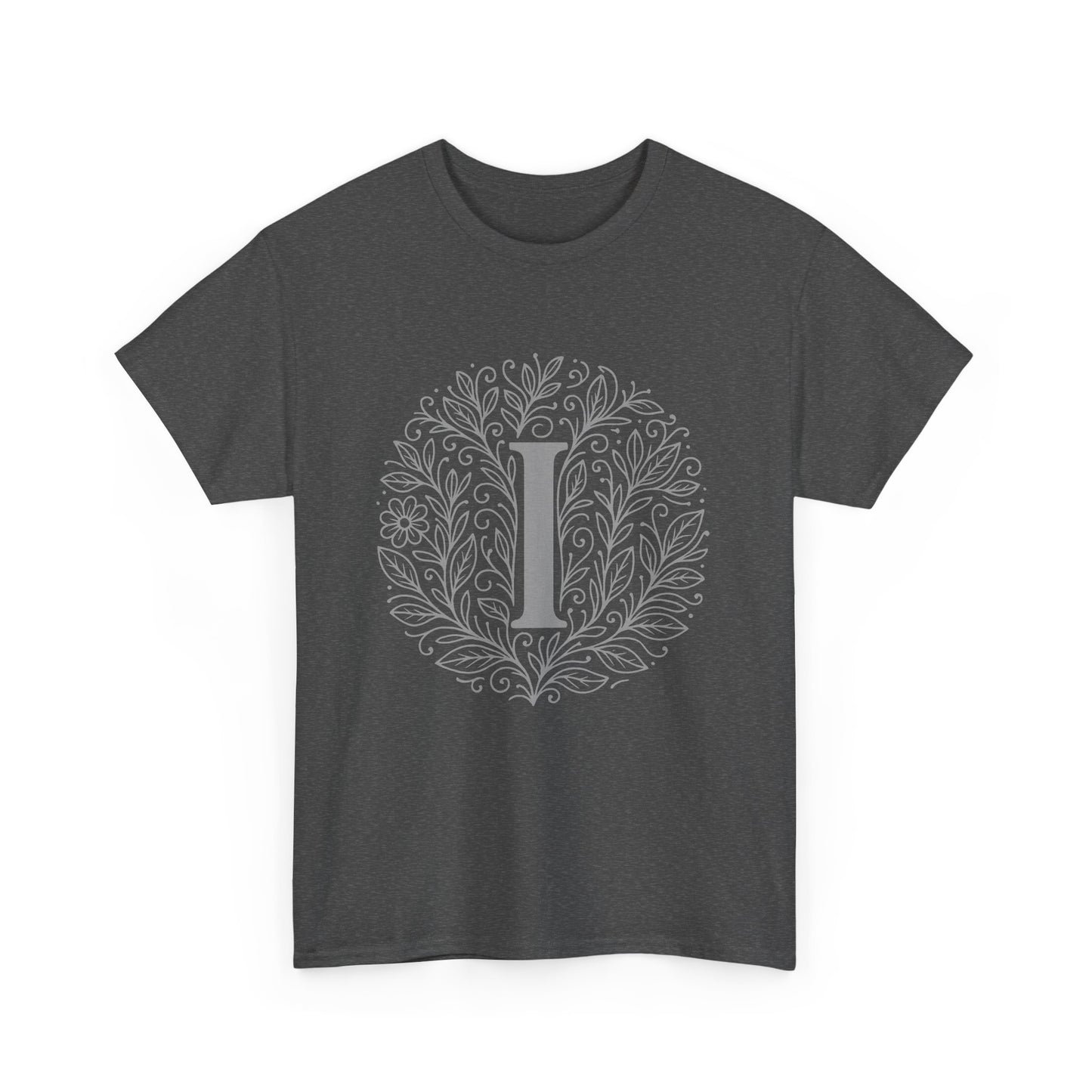 Personalized Initial I, Unisex Heavy Cotton Tee, Custom Graphic T-Shirt, Gifts for Her, Birthday, Casual Wear, Women's Fashion