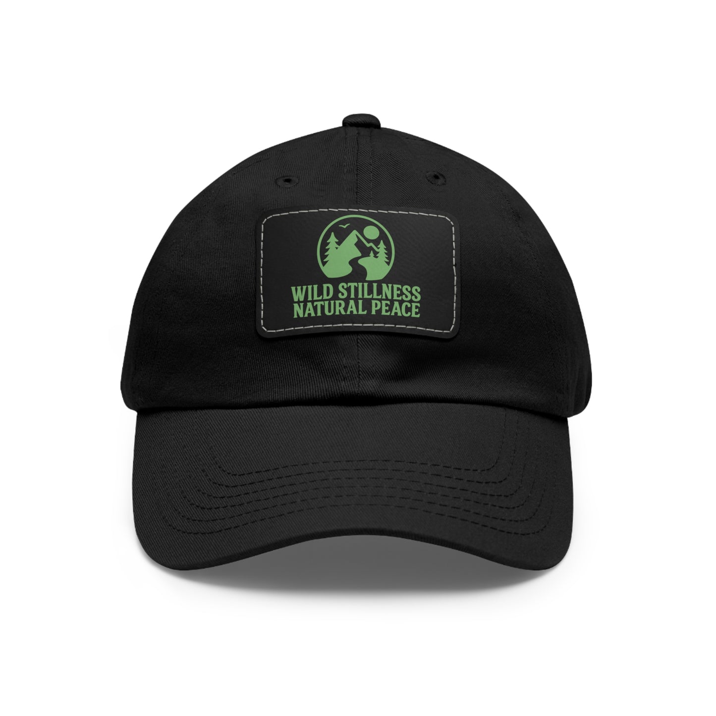 Leather Patch Dad Hat - Wild Stillness, Casual Style for Outdoor Lovers, Gifts for Dad, Unique Father's Day Hat, Nature-Themed Cap