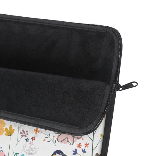 Floral Bird Laptop Sleeve | Stylish Computer Case, Gift for Students, Work Accessories, Mother's Day Present, Nature Lover Gift