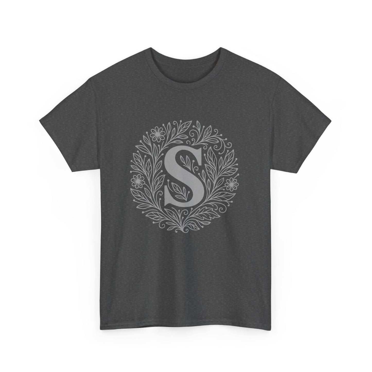 Personalized Initial S, Unisex Heavy Cotton Tee, Custom Graphic T-Shirt, Gifts for Her, Birthday, Casual Wear, Women's Fashion
