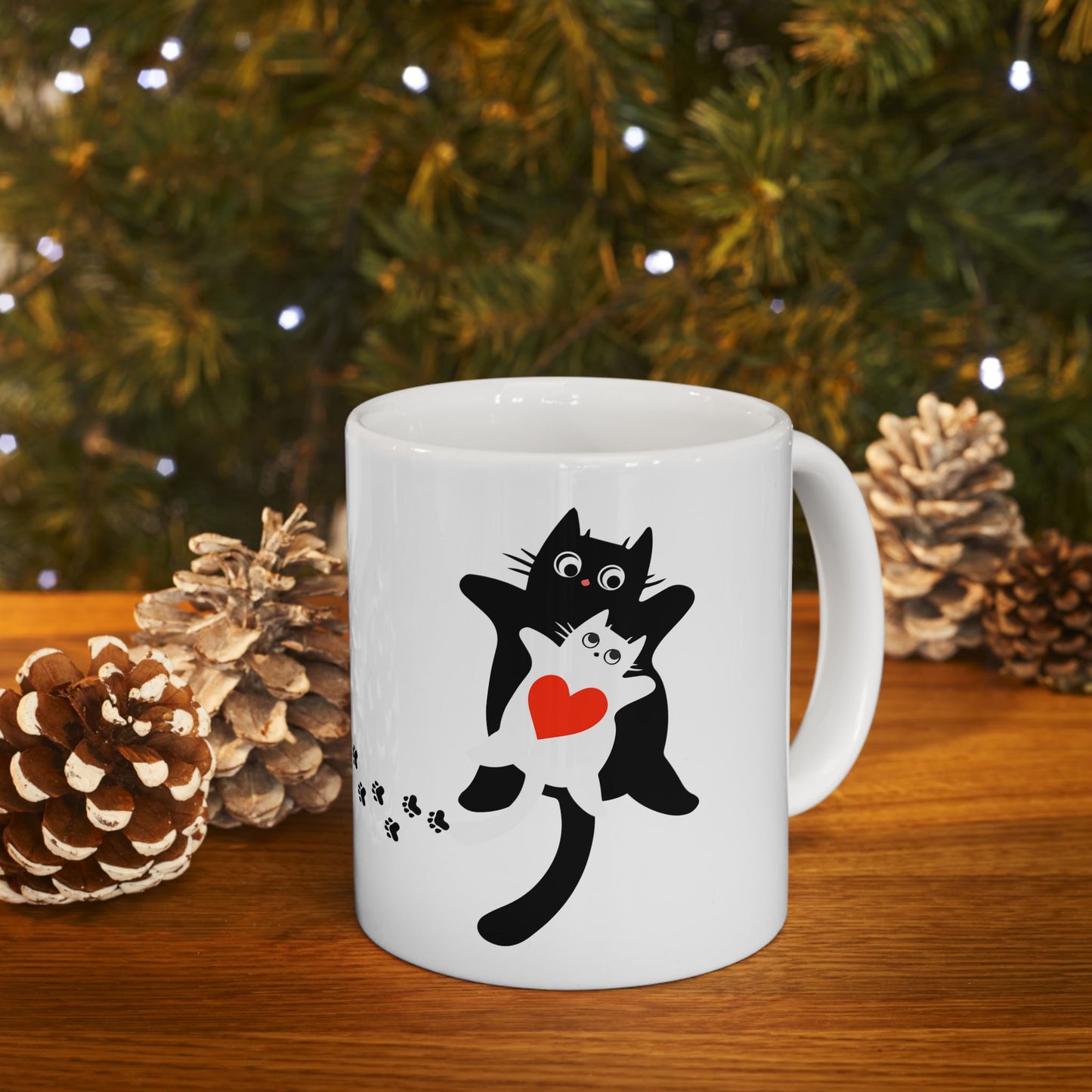 Adorable Cat Love Mug | Cute Ceramic Coffee Cup, Gift for Cat Lovers, Pet Owners, Valentines or Birthday Present