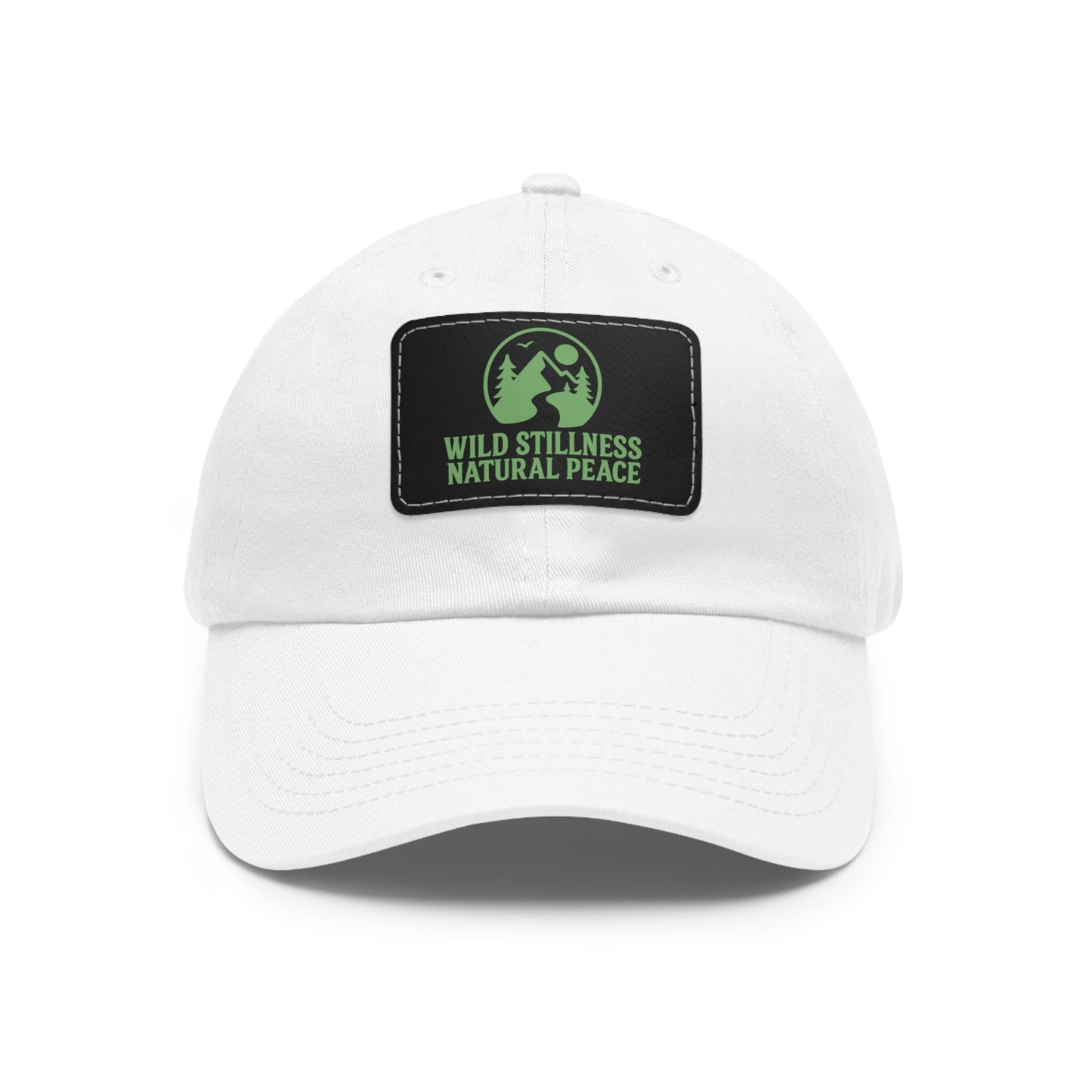 Leather Patch Dad Hat - Wild Stillness, Casual Style for Outdoor Lovers, Gifts for Dad, Unique Father's Day Hat, Nature-Themed Cap