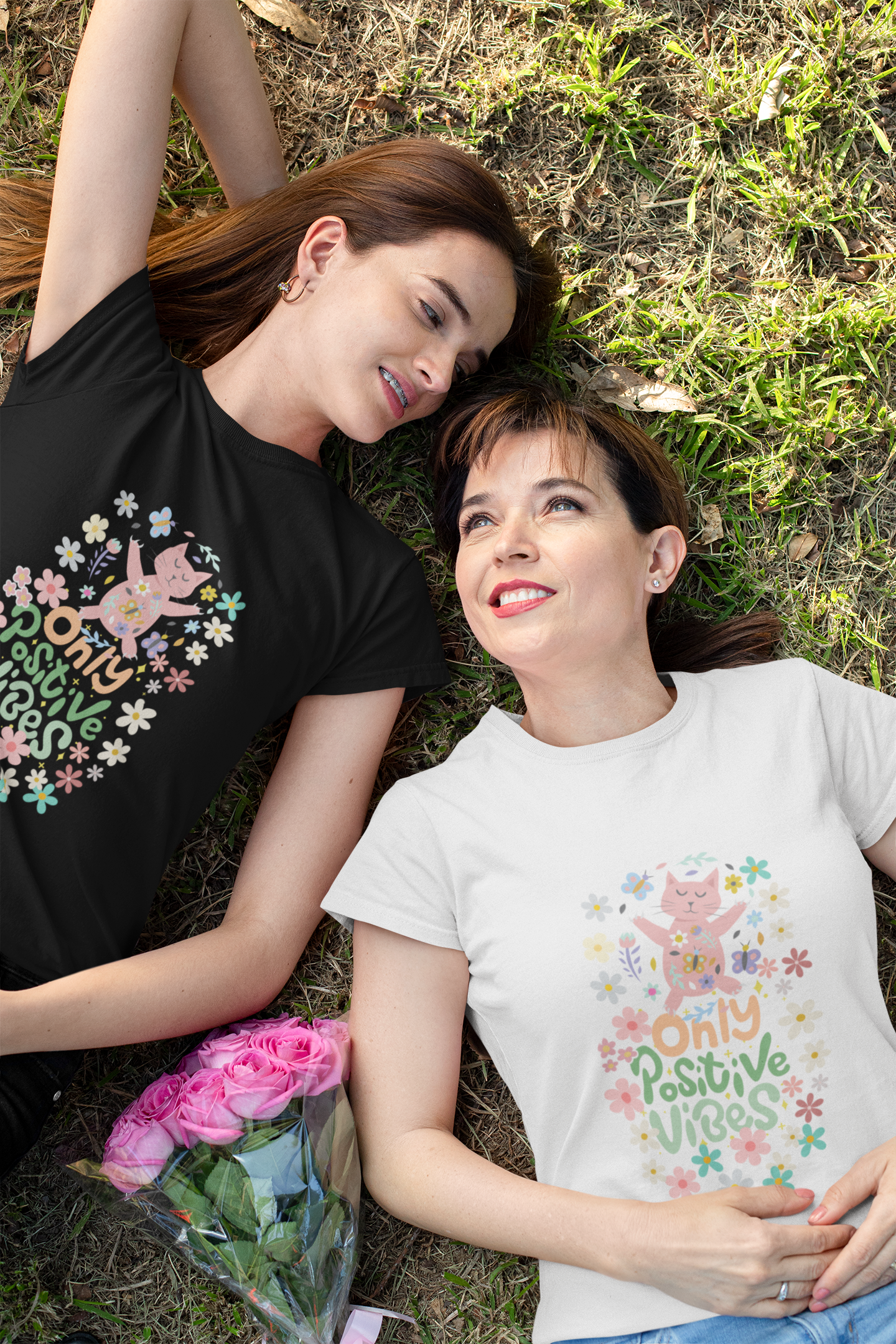 Positive Vibes T-Shirt, Unisex Casual Tee, Boho Shirt, Gift for Cat Lovers, Summer Fashion, Festival Wear