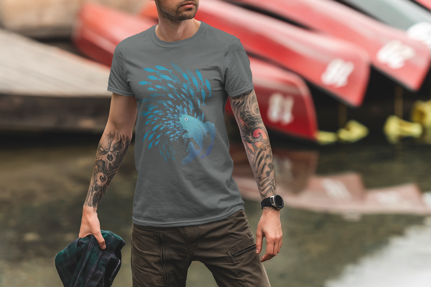 Ocean Vibes Mens Lightweight Tee Casual Beach Shirt Summer Outfit Gift for Fishermen and Nature Lovers Coastal Style T Shirt