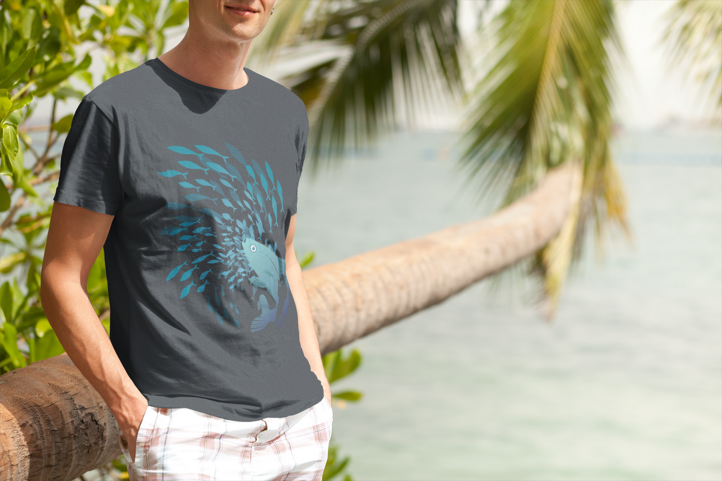 Ocean Vibes Mens Lightweight Tee Casual Beach Shirt Summer Outfit Gift for Fishermen and Nature Lovers Coastal Style T Shirt