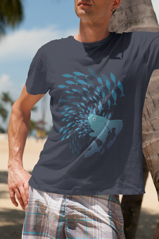 Ocean Vibes Mens Lightweight Tee Casual Beach Shirt Summer Outfit Gift for Fishermen and Nature Lovers Coastal Style T Shirt