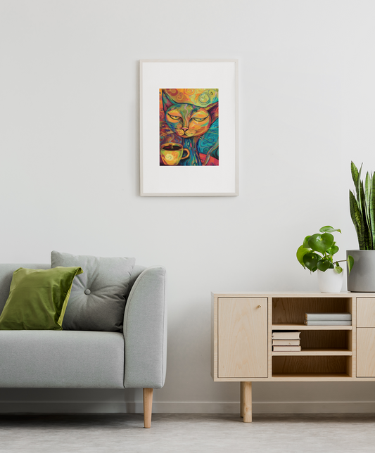 Colorful Cat Art Poster – Whimsical Wall Decor, Vibrant Print for Home, Cozy Living Room Accent, Gift for Cat Lovers