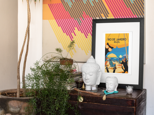 Rio de Janeiro Cat Poster – Matte Wall Art, Beach-Themed Decor, Travel Print, Unique Gift for Cat Lovers