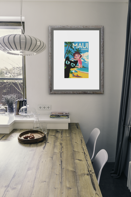 Maui Hawaii Poster – Colorful Beach Wall Art, Kids Room Decor, Summer Vibes Print, Tropical Home Artwork