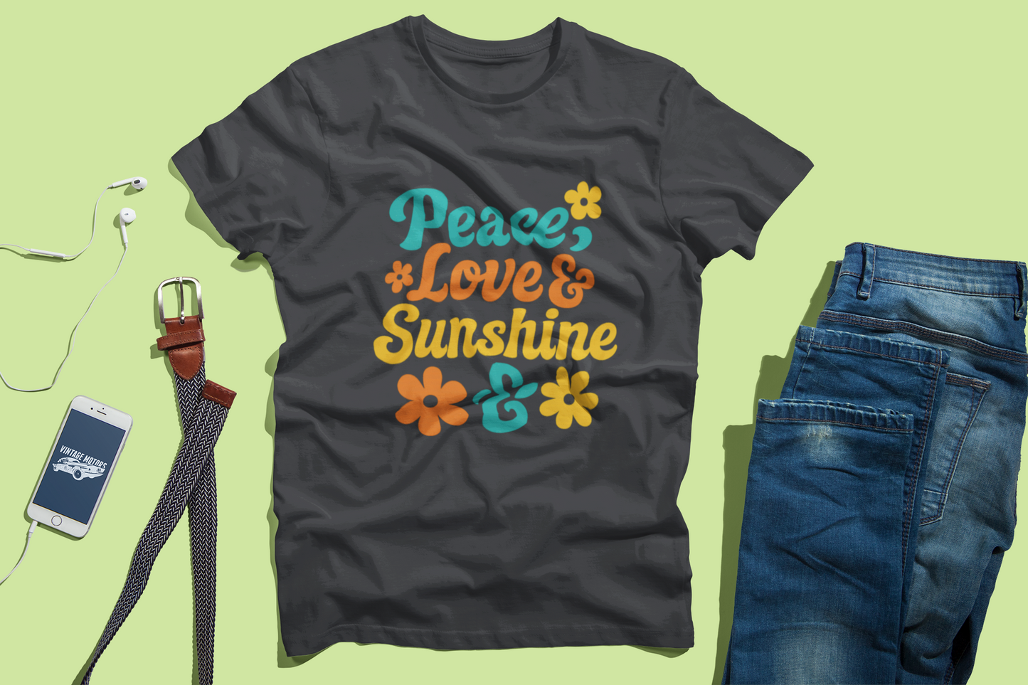 Retro Peace and Love T-Shirt | Flower Power Unisex Tee for Festivals and Everyday Wear | Spring Gift Idea