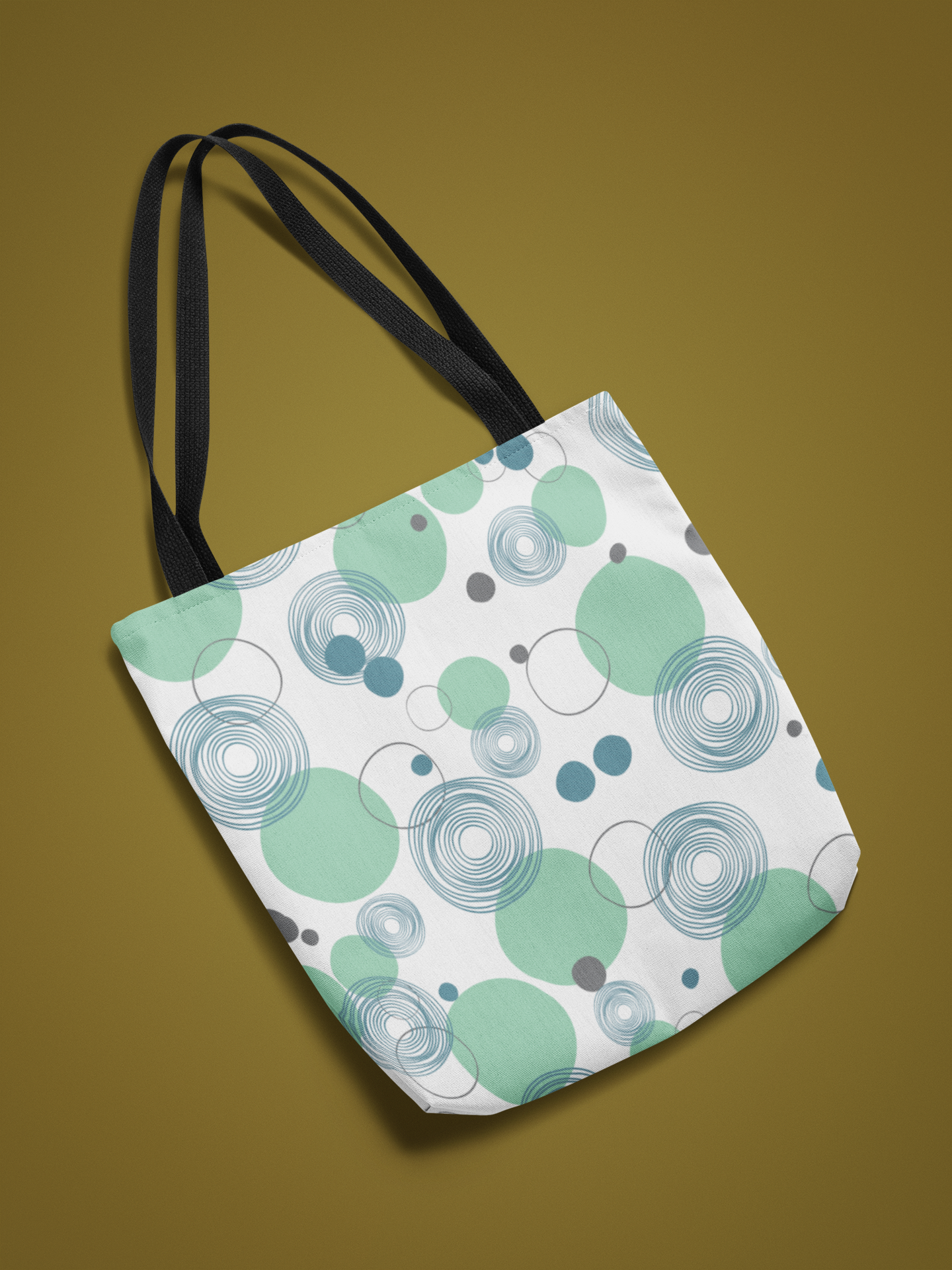 Modern Geometric Tote Bag – Abstract Circles AOP Reusable Shopper, Eco-Friendly Stylish Gift for Women