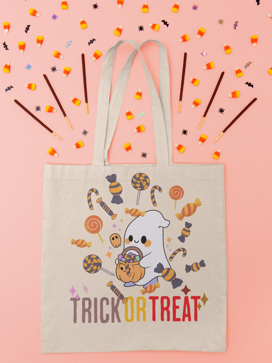 Halloween Cotton Tote Bag – Reusable Trick or Treat Canvas Shopper, Eco-Friendly Gift, Cute Costume Bag, Fall Festival Accessory