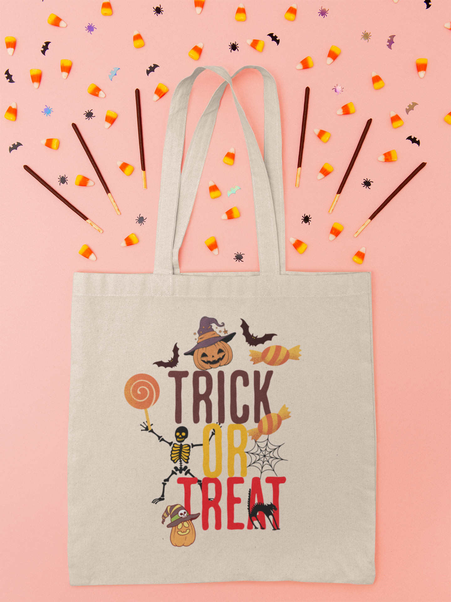 Halloween Cotton Canvas Tote Bag, Trick or Treat Shopper, Eco-Friendly Trick or Treat Bag, Holiday Gift Bag, Kids Halloween Tote