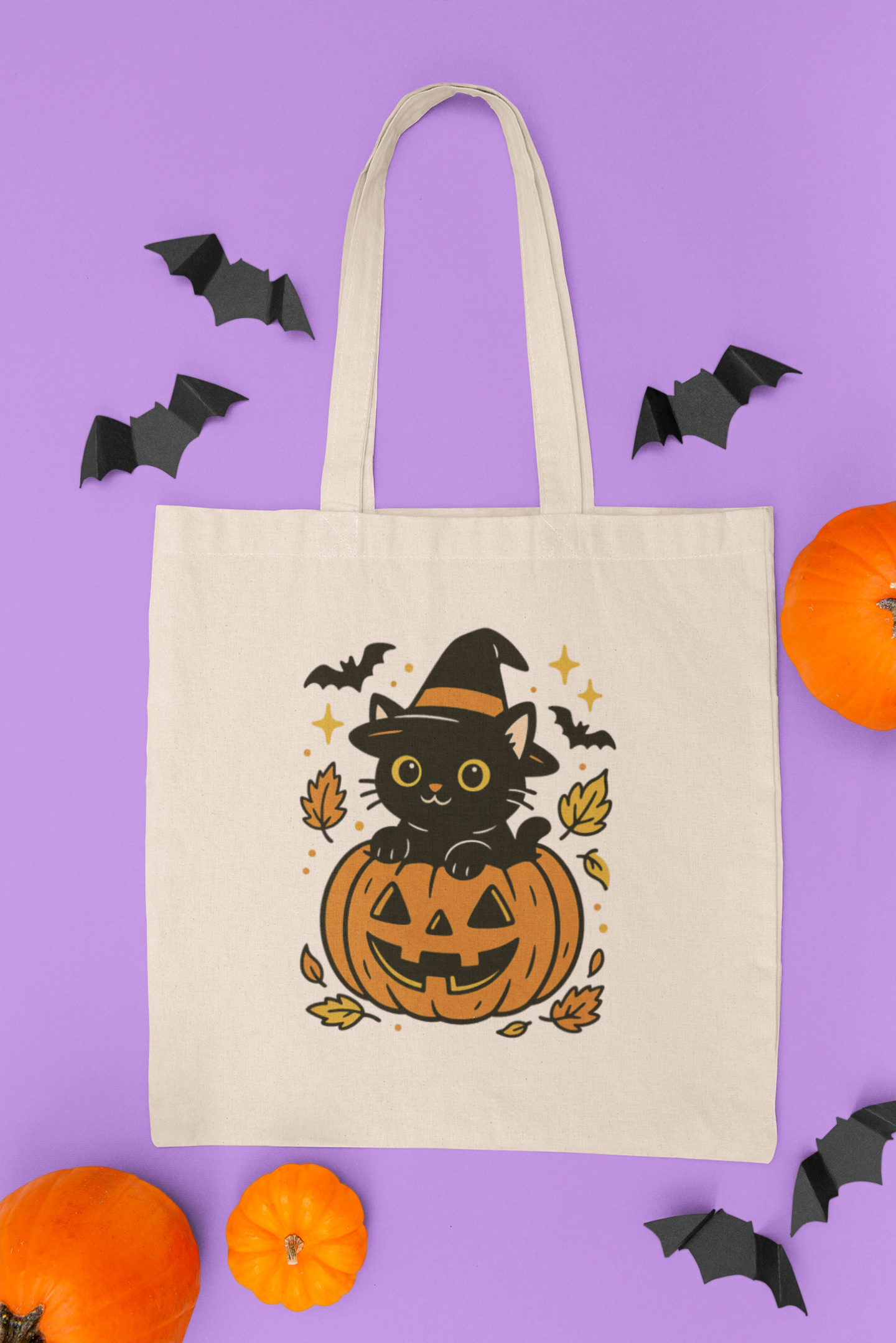 Halloween Cotton Canvas Tote Bag, Trick or Treat Shopper, Eco-Friendly Trick or Treat Bag, Holiday Gift Bag, Kids Halloween Tote