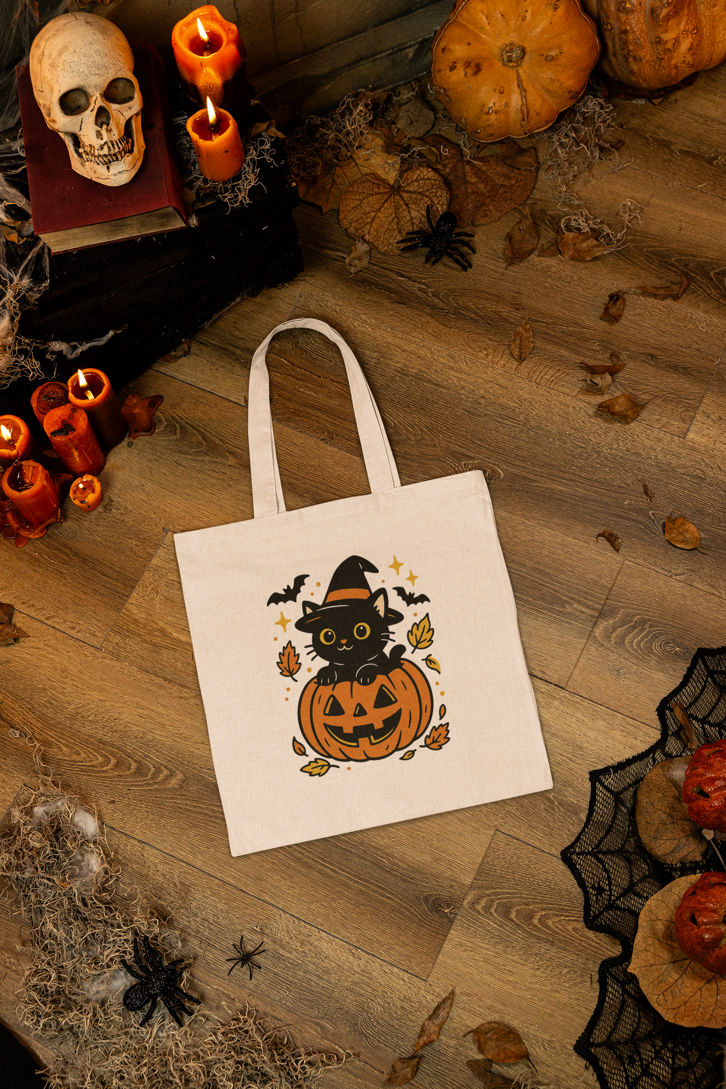 Halloween Cotton Canvas Tote Bag, Trick or Treat Shopper, Eco-Friendly Trick or Treat Bag, Holiday Gift Bag, Kids Halloween Tote
