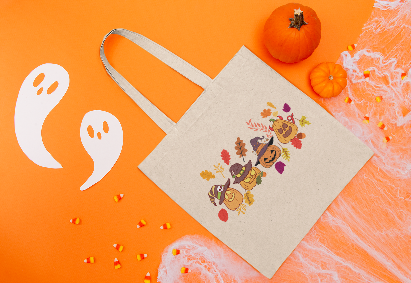 Pumpkin Halloween Tote Bag – Eco-Friendly Trick or Treat Shopper, Reusable Fall Market Tote, Cute Seasonal Gift Idea