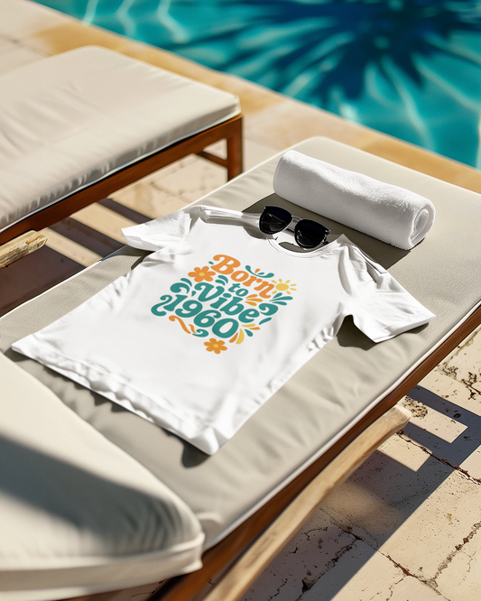 Retro Vibe T-Shirt Born to Vibe 1960 Cotton Tee, Unisex Vintage Shirt, 60s Style Top, Birthday Gift, Casual Everyday Apparel