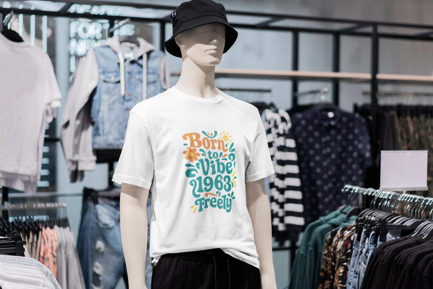 Retro Vibe T-Shirt Born to Vibe 1963 Cotton Tee, Unisex Vintage Shirt, 60s Style Top, Birthday Gift, Casual Everyday Apparel