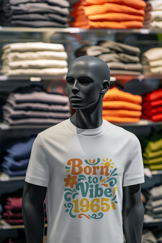 Retro Vibe T-Shirt Born to Vibe 1965 Cotton Tee, Unisex Vintage Shirt, 60s Style Top, Birthday Gift, Casual Everyday Apparel