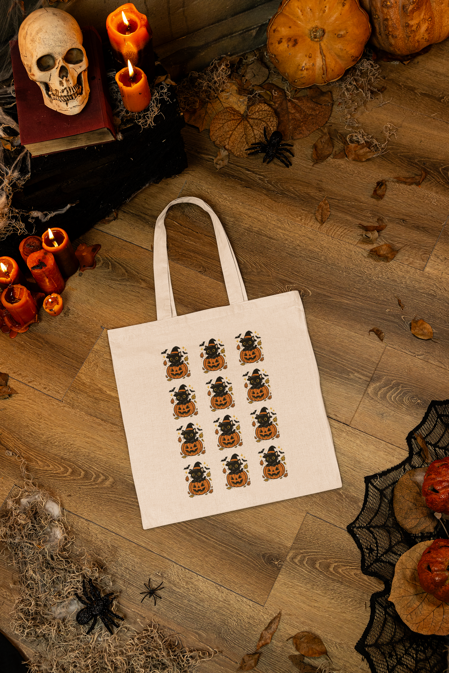 Halloween Pumpkin Tote Bag Eco-Friendly Trick or Treat Bag, Fall Market Tote, Cute Seasonal Gift for Halloween Lovers