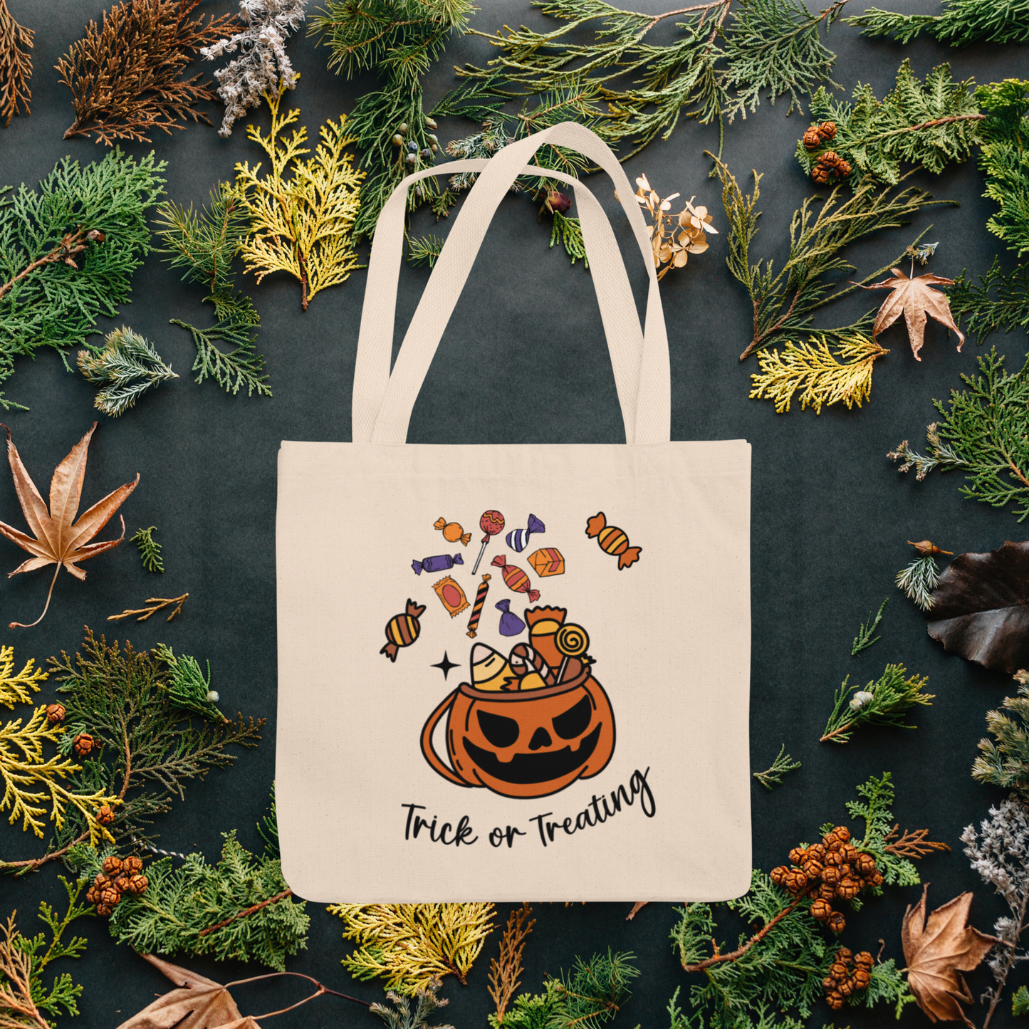 Halloween Trick or Treat Tote Bag, Eco Friendly Reusable Bag, Kids Halloween Gift, Fall Festival Tote, Shopping Bag