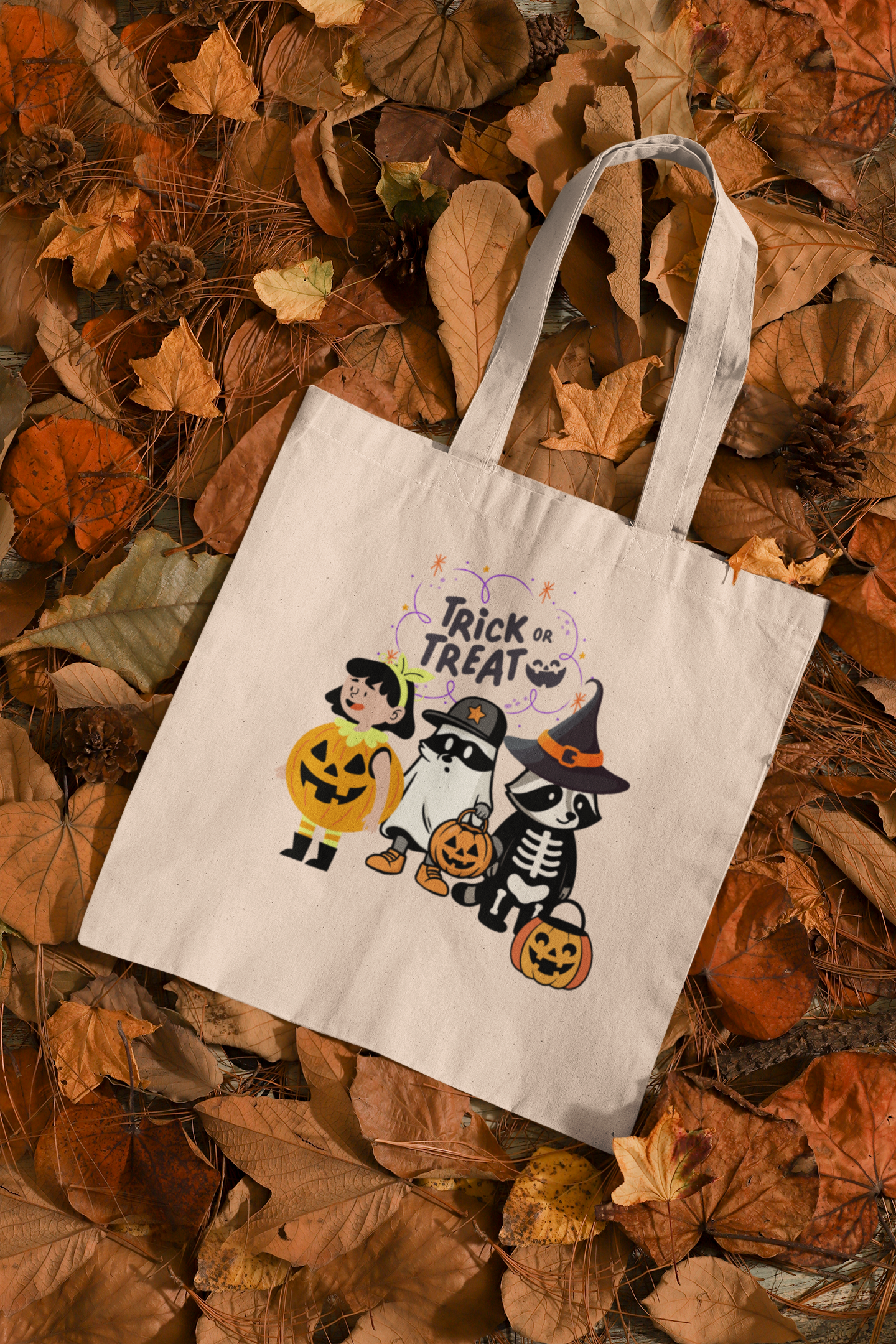 Halloween Trick or Treat Canvas Tote Bag | Eco-Friendly Shopping Bag, Spooky Gift, Reusable Trick or Treat Bag, Fall Festival Accessory