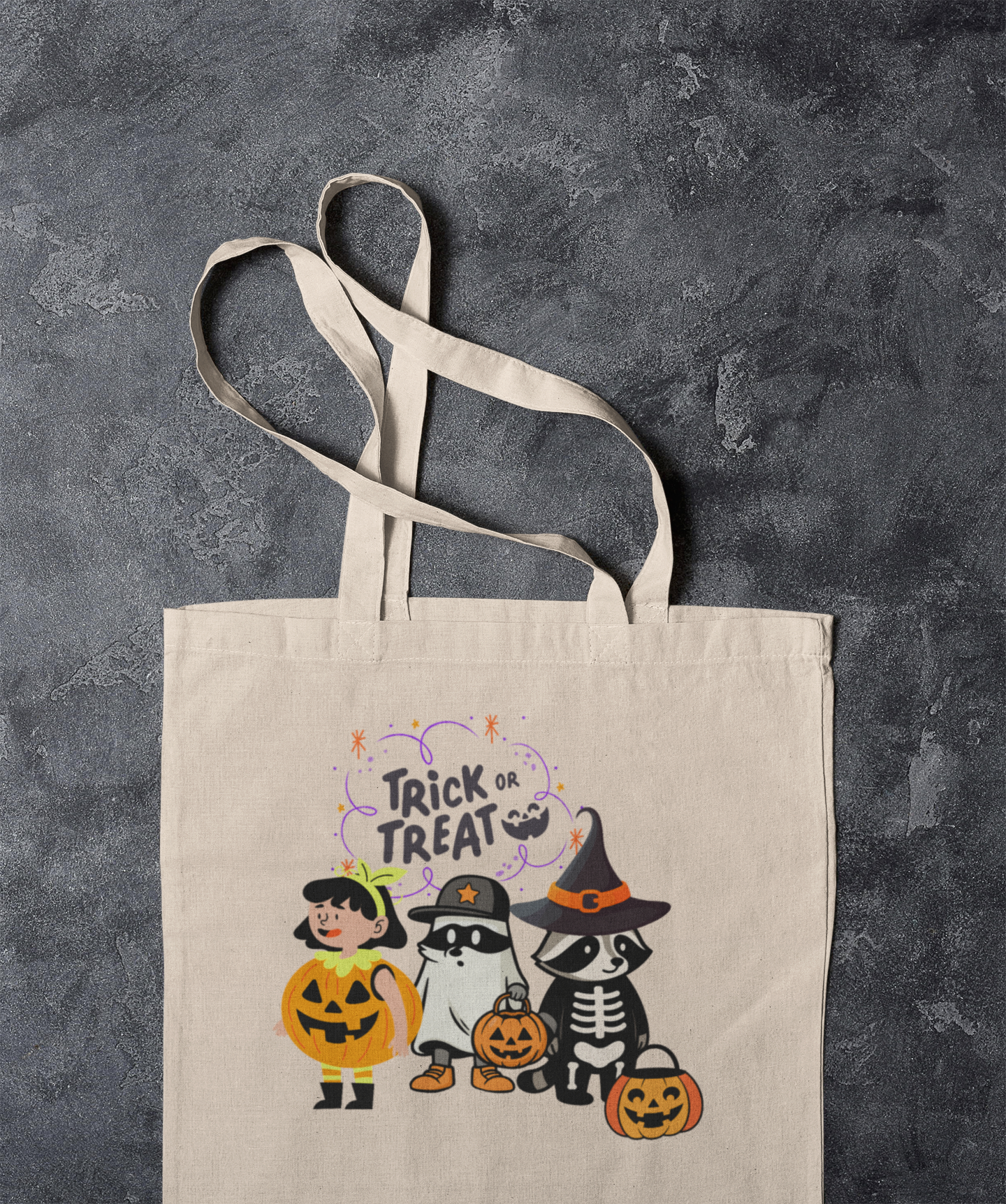 Halloween Trick or Treat Canvas Tote Bag | Eco-Friendly Shopping Bag, Spooky Gift, Reusable Trick or Treat Bag, Fall Festival Accessory