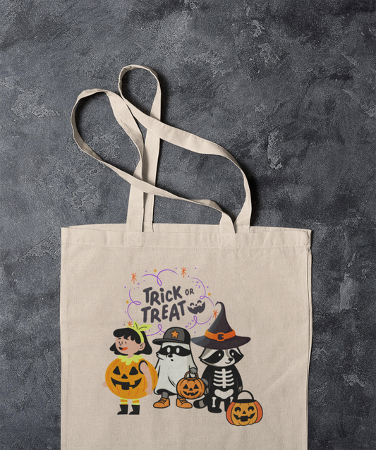Halloween Trick or Treat Canvas Tote Bag | Eco-Friendly Shopping Bag, Spooky Gift, Reusable Trick or Treat Bag, Fall Festival Accessory