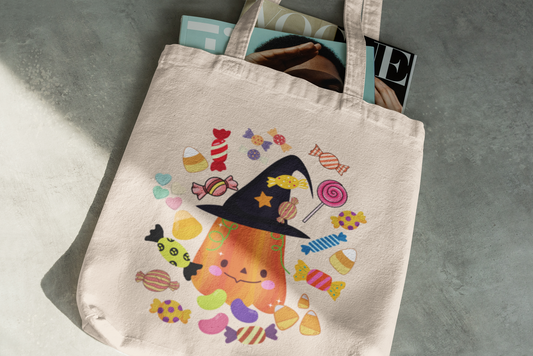 Whimsical Halloween Tote Bag, Cute Pumpkin Design, Trick or Treat Bag, Fall Accessory, Eco Friendly Gift