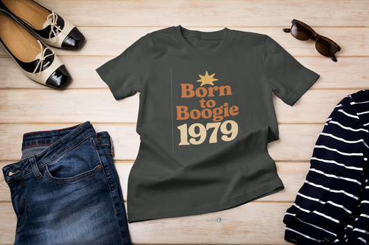 Retro Vibe T-Shirt Born to Vibe 1979 Cotton Tee, Unisex Vintage Shirt, 70s Style Top, Birthday Gift, Casual Everyday Apparel