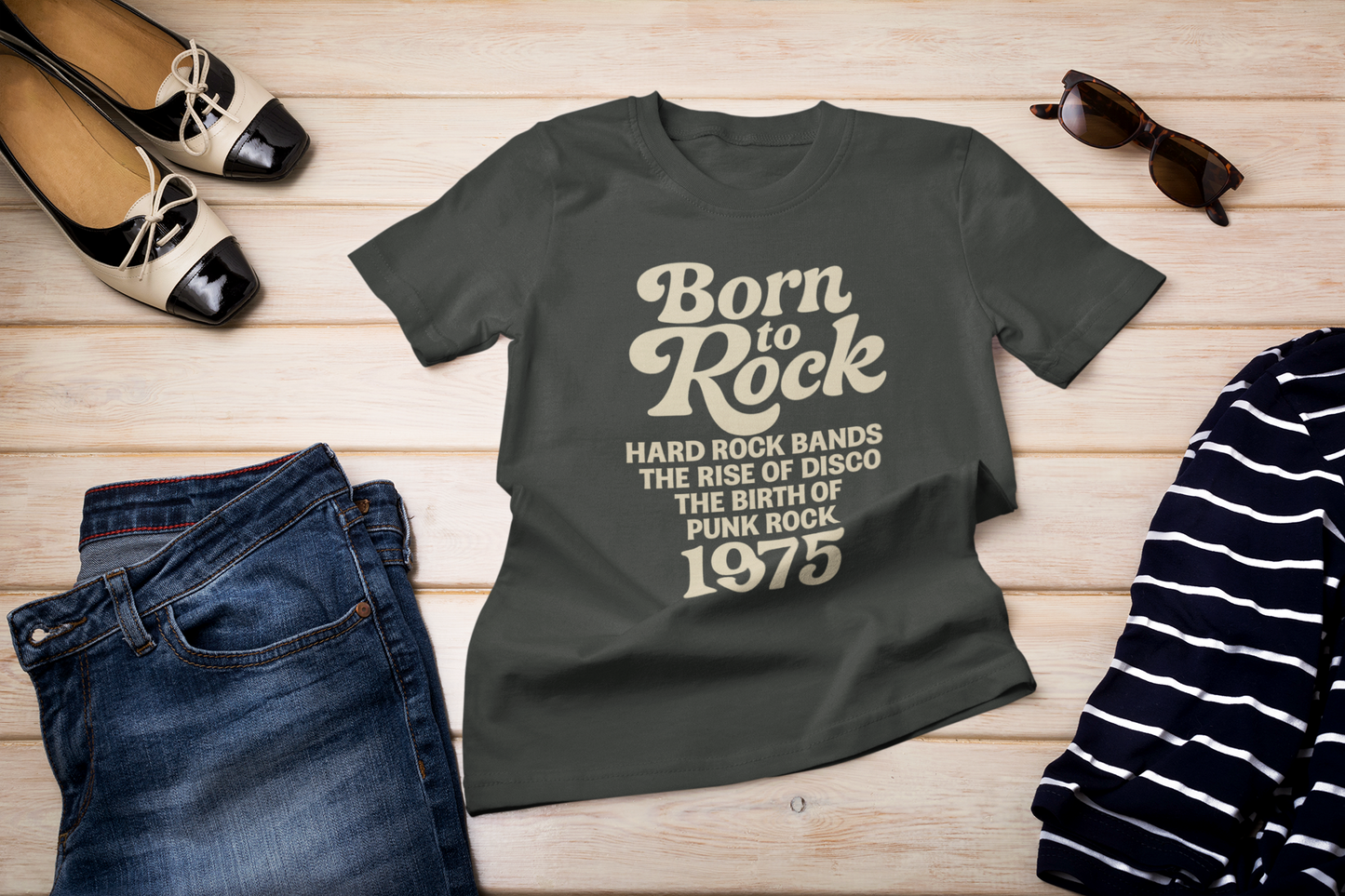 Retro Vibe T-Shirt Born to Vibe 1975 Cotton Tee, Unisex Vintage Shirt, 70s Style Top, Birthday Gift, Casual Everyday Apparel