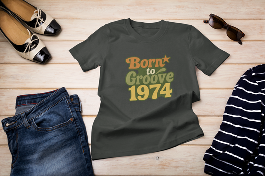Retro Vibe T-Shirt Born to Vibe 1974 Cotton Tee, Unisex Vintage Shirt, 70s Style Top, Birthday Gift, Casual Everyday Apparel
