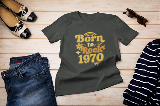 Retro Vibe T-Shirt Born to Vibe 1970 Cotton Tee, Unisex Vintage Shirt, 70s Style Top, Birthday Gift, Casual Everyday Apparel