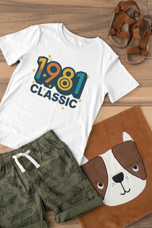 Retro Vibe 1981 T-Shirt Born to Vibe Cotton Tee, Vintage 80s Style Unisex Shirt, Birthday Gift, Casual Everyday Top