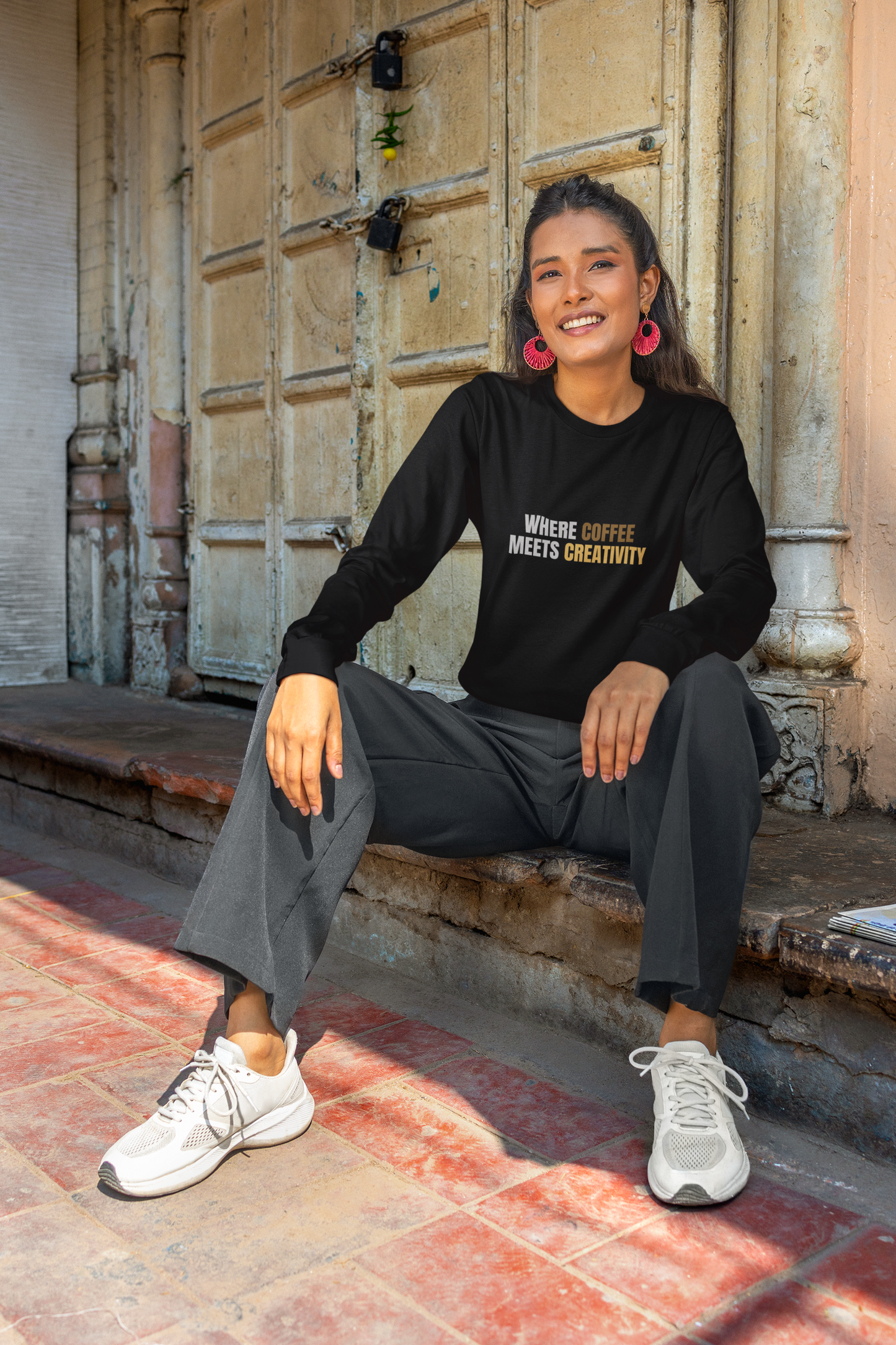 Where Coffee Meets Creativity Long Sleeve Tee | Coffee Shirt | Creative Studio Tee