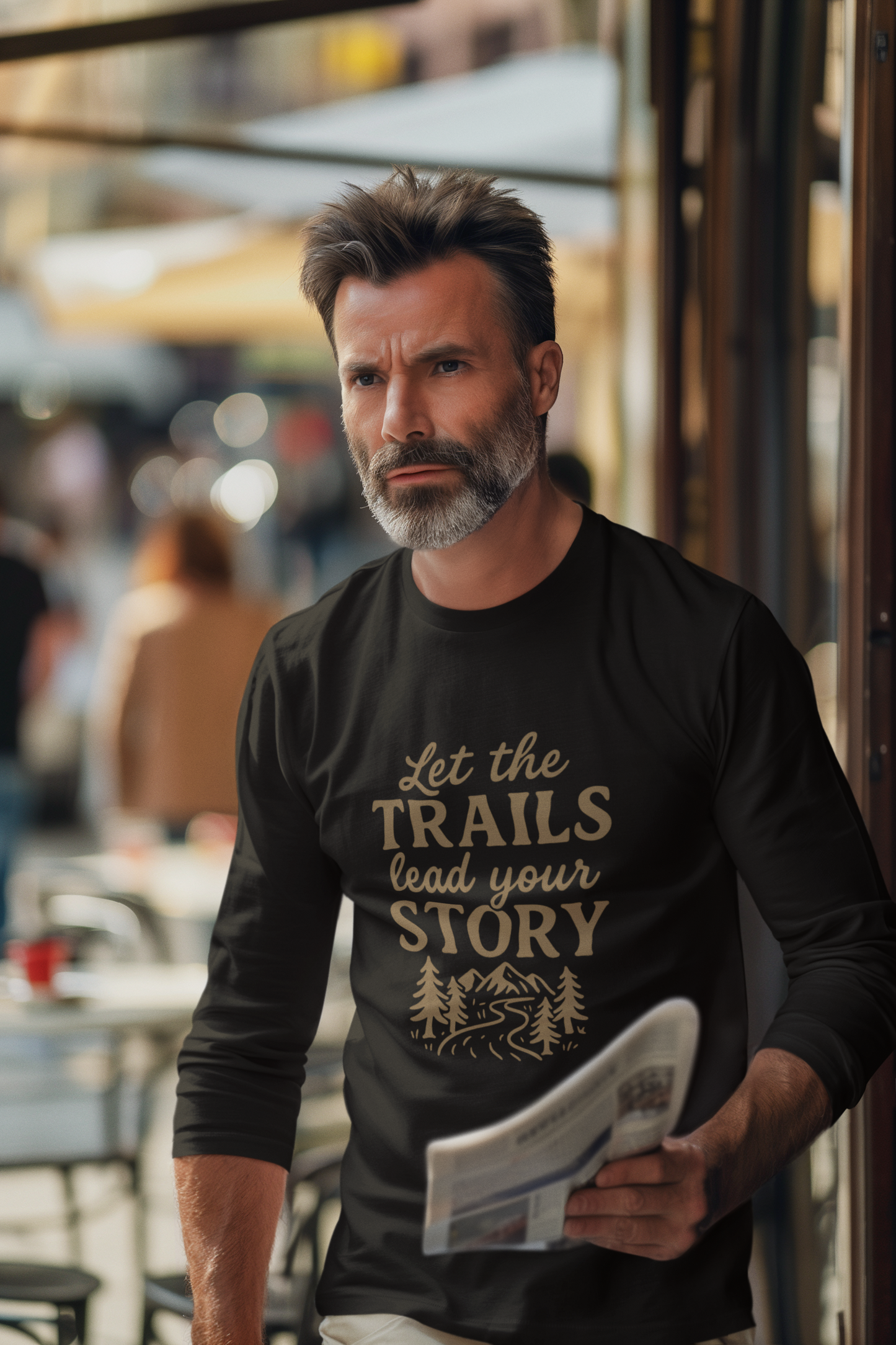 Let the Trails Lead Your Story Long Sleeve Shirt | Hiking Shirt for Nature Lovers | Outdoor Adventure Graphic Tee Gift
