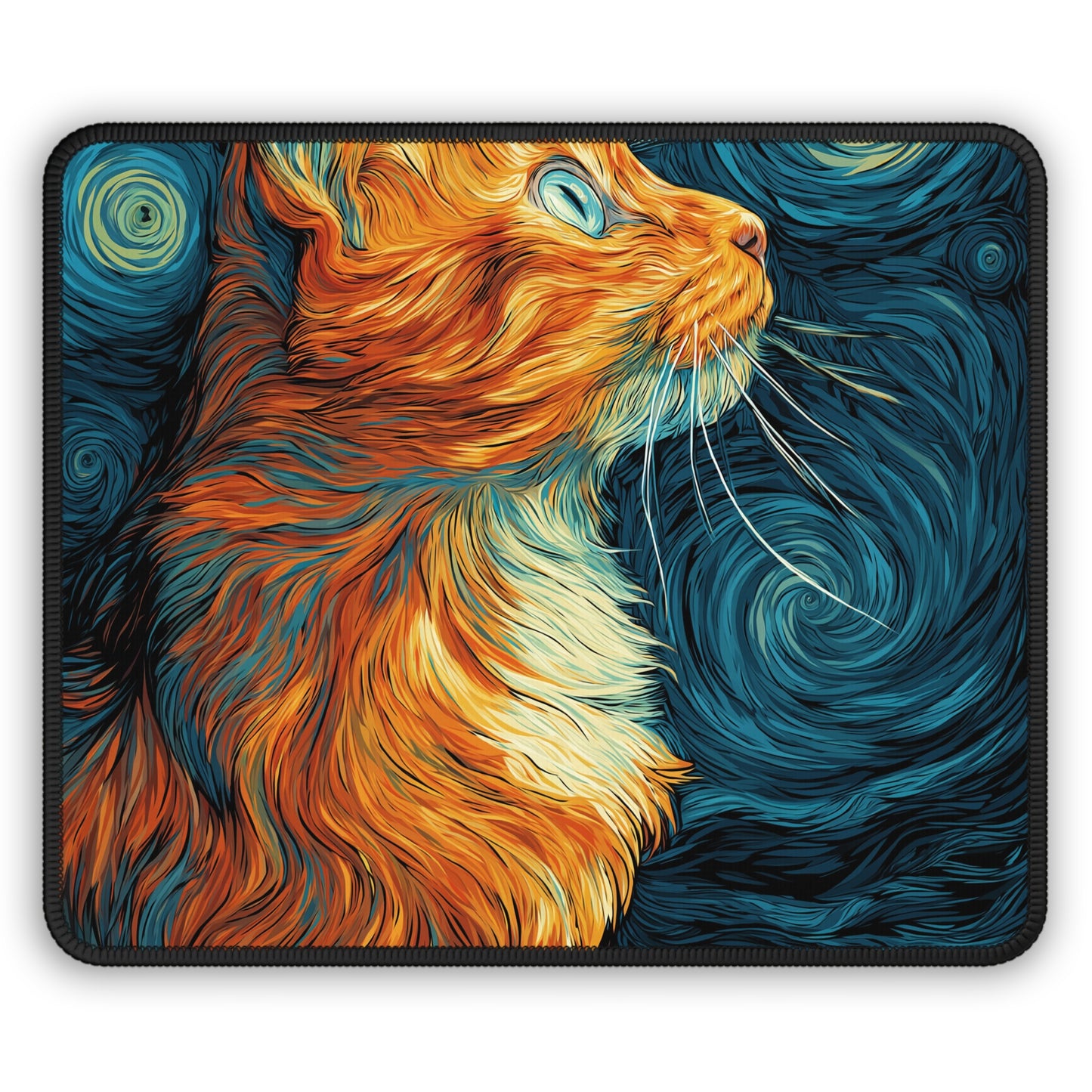Whiskers in the Night – Dreamy Feline Art Pad | Cat Silhouette Gaming Mouse Pad, Cozy Home Office Decor, Gift for Gamers and Cat Lovers