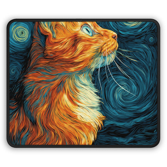 Whiskers in the Night – Dreamy Feline Art Pad | Cat Silhouette Gaming Mouse Pad, Cozy Home Office Decor, Gift for Gamers and Cat Lovers