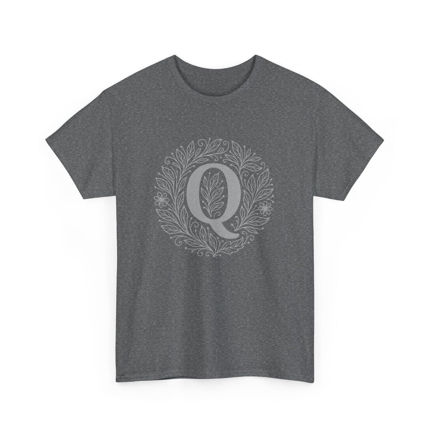 Personalized Initial Q, Unisex Heavy Cotton Tee, Custom Graphic T-Shirt, Gifts for Her, Birthday, Casual Wear, Women's Fashion