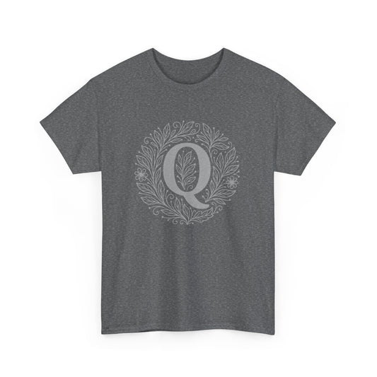 Personalized Initial Q, Unisex Heavy Cotton Tee, Custom Graphic T-Shirt, Gifts for Her, Birthday, Casual Wear, Women's Fashion