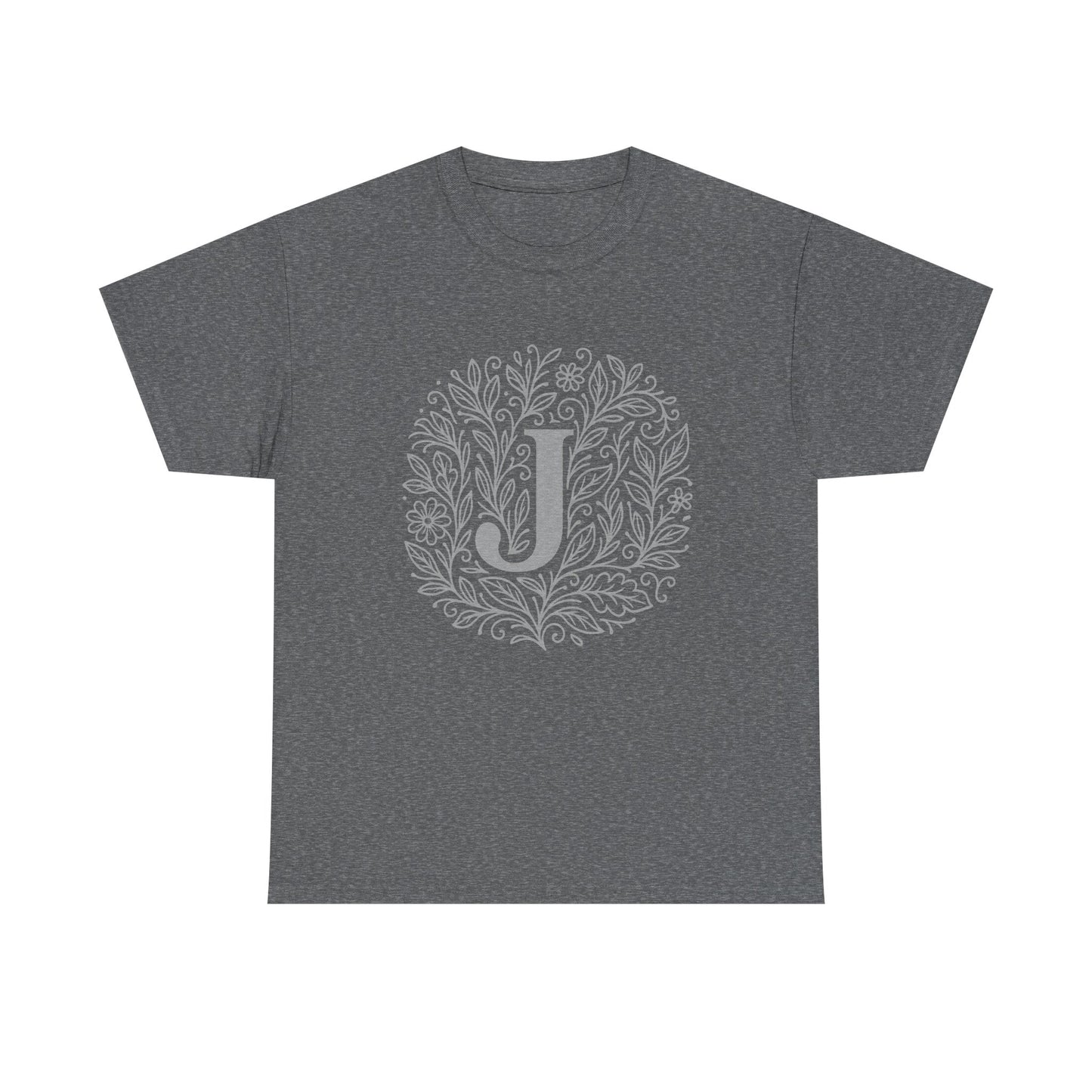 Personalized Initial J, Unisex Heavy Cotton Tee, Custom Graphic T-Shirt, Gifts for Her, Birthday, Casual Wear, Women's Fashion
