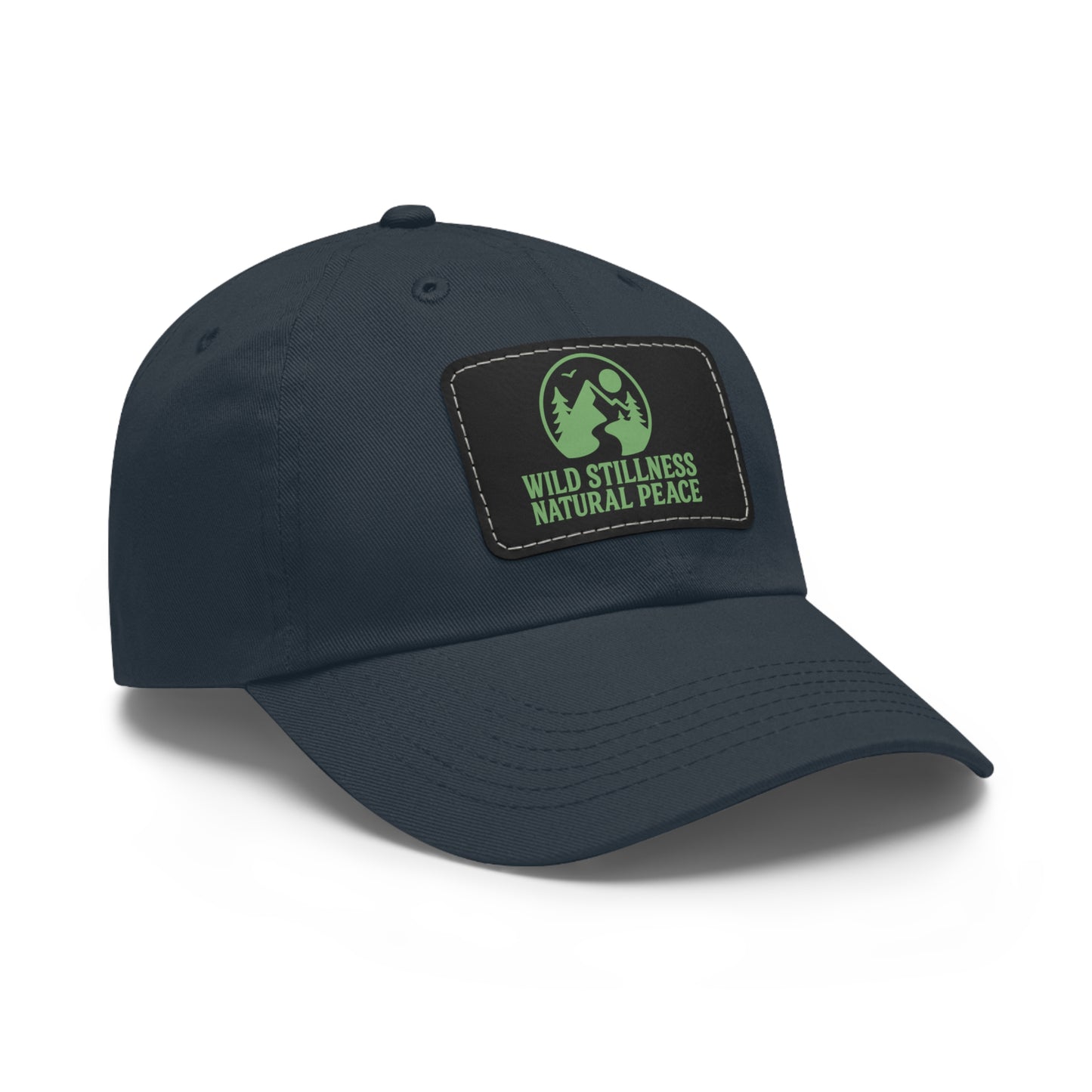 Leather Patch Dad Hat - Wild Stillness, Casual Style for Outdoor Lovers, Gifts for Dad, Unique Father's Day Hat, Nature-Themed Cap